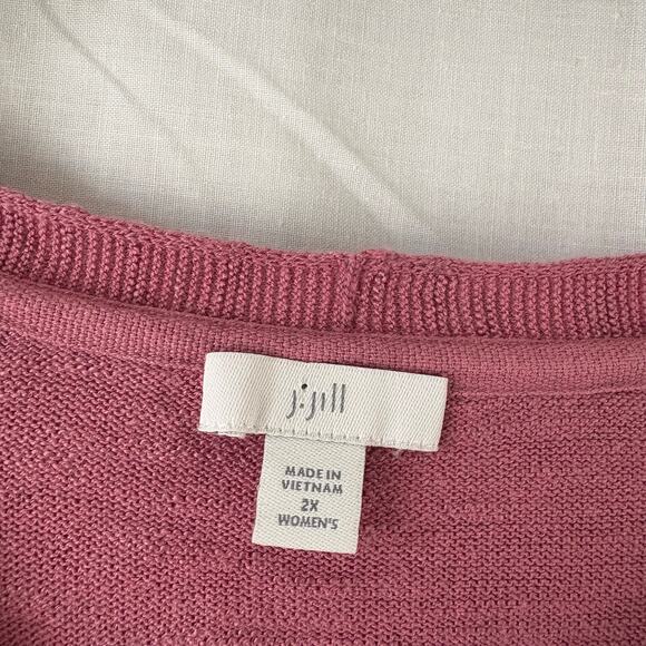 J. Jill Lightweight Cotton Linen Blend V-Neck Mauve Pink Sweater 2X - Picture 7 of 7